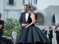 Lady Gaga and Michael Polansky attend the ''Joker: Folie a Deux'' red carpet during the 81st Venice International Film Festival at Sala Gran...