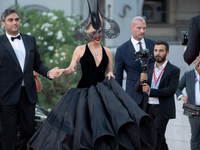 Lady Gaga and Michael Polansky attend the ''Joker: Folie a Deux'' red carpet during the 81st Venice International Film Festival at Sala Gran...