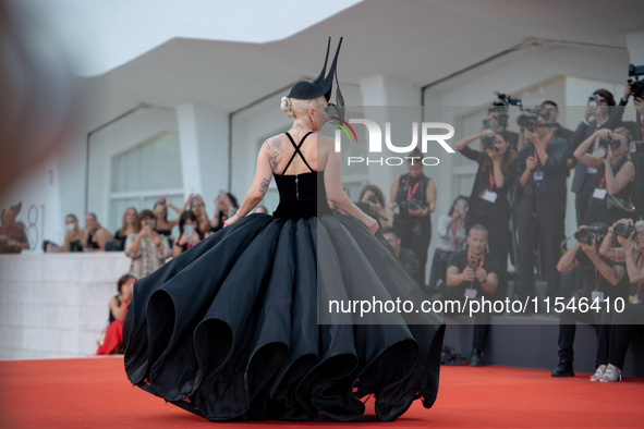 Lady Gaga attends the ''Joker: Folie a Deux'' red carpet during the 81st Venice International Film Festival at Sala Grande in Venice, Italy,...