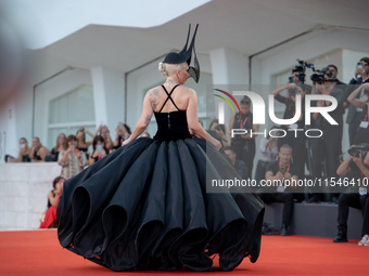 Lady Gaga attends the ''Joker: Folie a Deux'' red carpet during the 81st Venice International Film Festival at Sala Grande in Venice, Italy,...