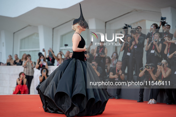 Lady Gaga attends the ''Joker: Folie a Deux'' red carpet during the 81st Venice International Film Festival at Sala Grande in Venice, Italy,...