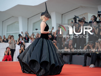 Lady Gaga attends the ''Joker: Folie a Deux'' red carpet during the 81st Venice International Film Festival at Sala Grande in Venice, Italy,...