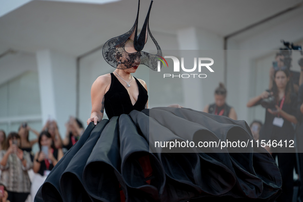 Lady Gaga attends the ''Joker: Folie a Deux'' red carpet during the 81st Venice International Film Festival at Sala Grande in Venice, Italy,...