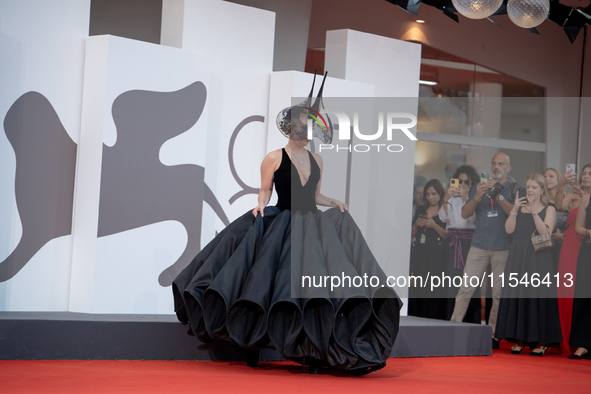 Lady Gaga attends the ''Joker: Folie a Deux'' red carpet during the 81st Venice International Film Festival at Sala Grande in Venice, Italy,...