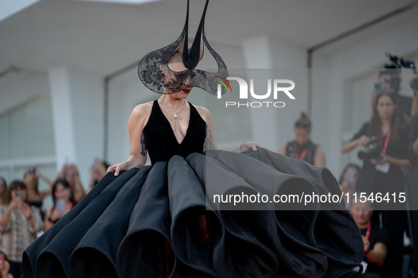 Lady Gaga attends the ''Joker: Folie a Deux'' red carpet during the 81st Venice International Film Festival at Sala Grande in Venice, Italy,...