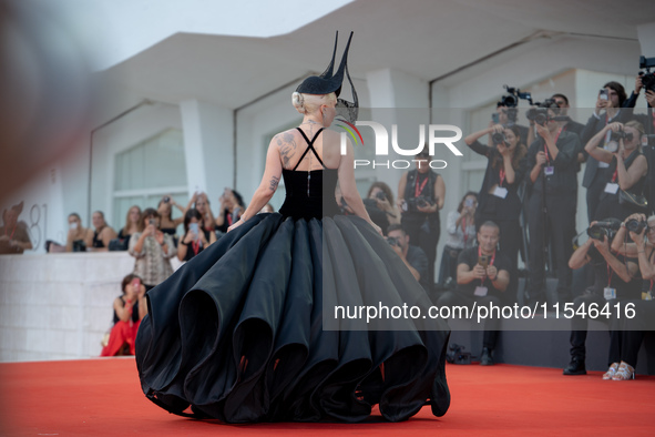 Lady Gaga attends the ''Joker: Folie a Deux'' red carpet during the 81st Venice International Film Festival at Sala Grande in Venice, Italy,...