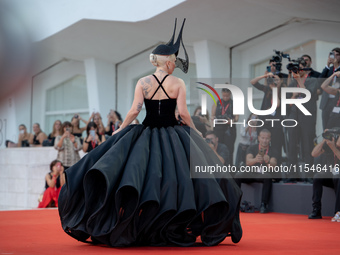 Lady Gaga attends the ''Joker: Folie a Deux'' red carpet during the 81st Venice International Film Festival at Sala Grande in Venice, Italy,...