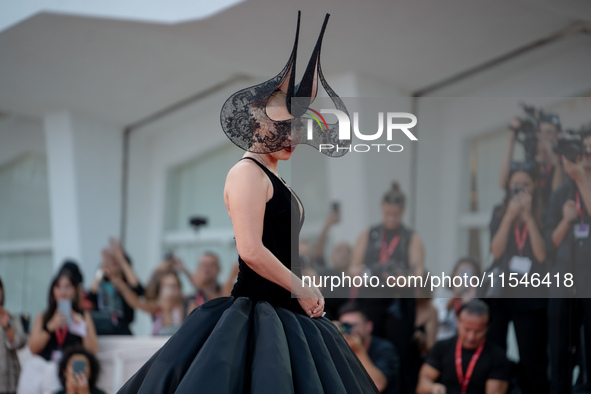 Lady Gaga attends the ''Joker: Folie a Deux'' red carpet during the 81st Venice International Film Festival at Sala Grande in Venice, Italy,...