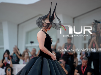 Lady Gaga attends the ''Joker: Folie a Deux'' red carpet during the 81st Venice International Film Festival at Sala Grande in Venice, Italy,...