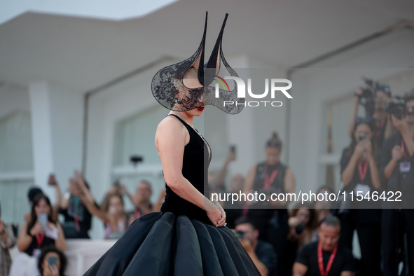 Lady Gaga attends the ''Joker: Folie a Deux'' red carpet during the 81st Venice International Film Festival at Sala Grande in Venice, Italy,...