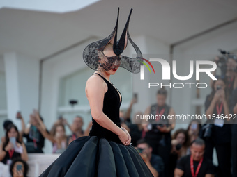 Lady Gaga attends the ''Joker: Folie a Deux'' red carpet during the 81st Venice International Film Festival at Sala Grande in Venice, Italy,...