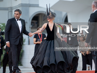 Lady Gaga and Michael Polansky attend the ''Joker: Folie a Deux'' red carpet during the 81st Venice International Film Festival at Sala Gran...