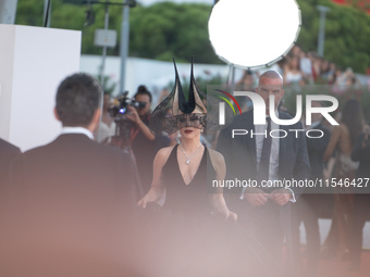 Lady Gaga attends the ''Joker: Folie a Deux'' red carpet during the 81st Venice International Film Festival at Sala Grande in Venice, Italy,...