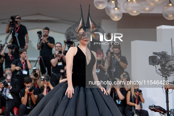 Lady Gaga attends the ''Joker: Folie a Deux'' red carpet during the 81st Venice International Film Festival at Sala Grande in Venice, Italy,...