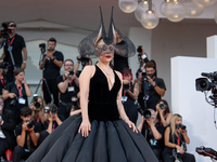 Lady Gaga attends the ''Joker: Folie a Deux'' red carpet during the 81st Venice International Film Festival at Sala Grande in Venice, Italy,...