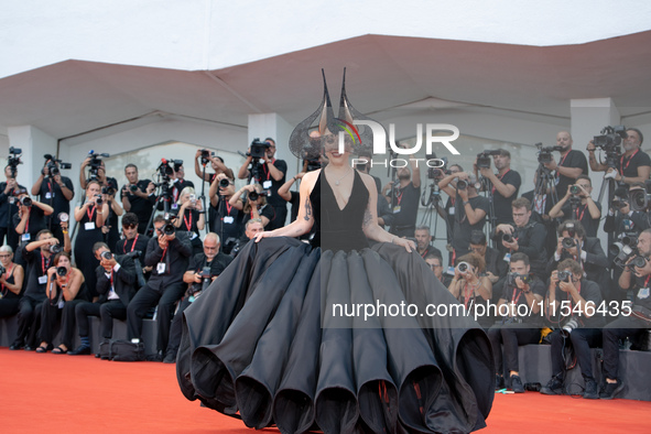 Lady Gaga attends the ''Joker: Folie a Deux'' red carpet during the 81st Venice International Film Festival at Sala Grande in Venice, Italy,...