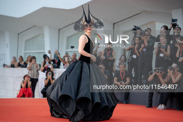 Lady Gaga attends the ''Joker: Folie a Deux'' red carpet during the 81st Venice International Film Festival at Sala Grande in Venice, Italy,...