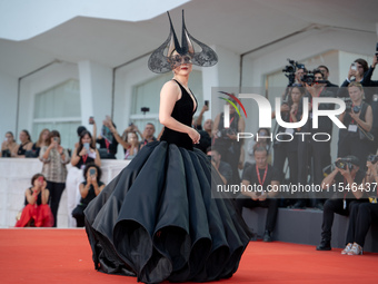 Lady Gaga attends the ''Joker: Folie a Deux'' red carpet during the 81st Venice International Film Festival at Sala Grande in Venice, Italy,...