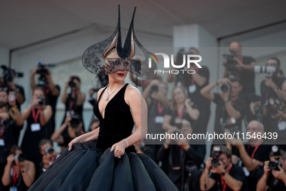 Lady Gaga attends the ''Joker: Folie a Deux'' red carpet during the 81st Venice International Film Festival at Sala Grande in Venice, Italy,...