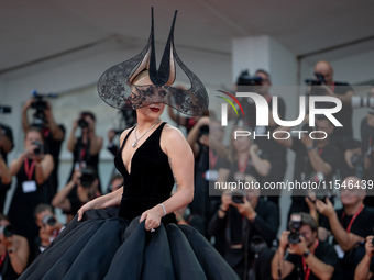 Lady Gaga attends the ''Joker: Folie a Deux'' red carpet during the 81st Venice International Film Festival at Sala Grande in Venice, Italy,...