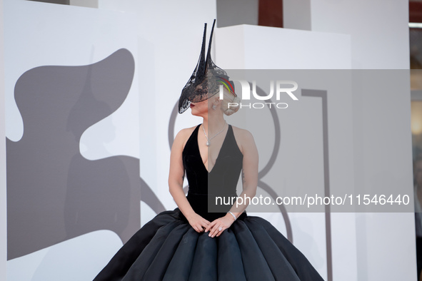 Lady Gaga attends the ''Joker: Folie a Deux'' red carpet during the 81st Venice International Film Festival at Sala Grande in Venice, Italy,...