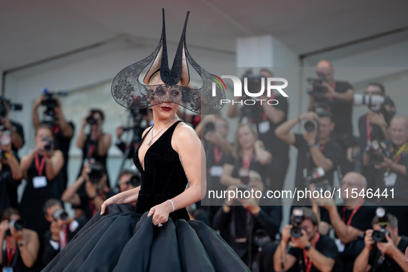 Lady Gaga attends the ''Joker: Folie a Deux'' red carpet during the 81st Venice International Film Festival at Sala Grande in Venice, Italy,...