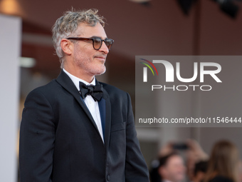 Joaquin Phoenix attends the ''Joker: Folie a Deux'' red carpet during the 81st Venice International Film Festival at Sala Grande in Venice,...