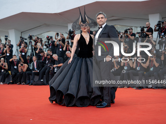 Lady Gaga and Michael Polansky attend the ''Joker: Folie a Deux'' red carpet during the 81st Venice International Film Festival at Sala Gran...