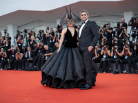 Lady Gaga and Michael Polansky attend the ''Joker: Folie a Deux'' red carpet during the 81st Venice International Film Festival at Sala Gran...