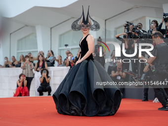 Lady Gaga attends the ''Joker: Folie a Deux'' red carpet during the 81st Venice International Film Festival at Sala Grande in Venice, Italy,...