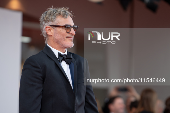 Joaquin Phoenix attends the ''Joker: Folie a Deux'' red carpet during the 81st Venice International Film Festival at Sala Grande in Venice,...