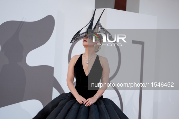 Lady Gaga attends the ''Joker: Folie a Deux'' red carpet during the 81st Venice International Film Festival at Sala Grande in Venice, Italy,...