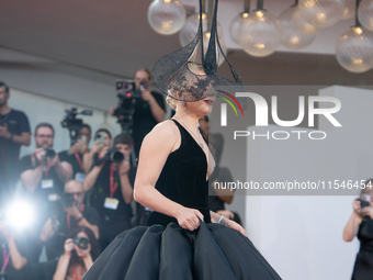 Lady Gaga attends the ''Joker: Folie a Deux'' red carpet during the 81st Venice International Film Festival at Sala Grande in Venice, Italy,...