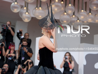 Lady Gaga attends the ''Joker: Folie a Deux'' red carpet during the 81st Venice International Film Festival at Sala Grande in Venice, Italy,...