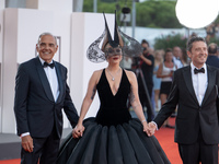 Venice Film Festival Director Alberto Barbera, Lady Gaga, and Biennale President Pietrangelo Buttafuoco attend the ''Joker: Folie a Deux'' r...