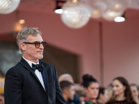 Joaquin Phoenix attends the ''Joker: Folie a Deux'' red carpet during the 81st Venice International Film Festival at Sala Grande in Venice,...