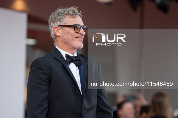 Joaquin Phoenix attends the ''Joker: Folie a Deux'' red carpet during the 81st Venice International Film Festival at Sala Grande in Venice,...