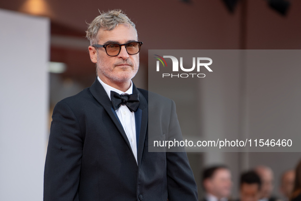 Joaquin Phoenix attends the ''Joker: Folie a Deux'' red carpet during the 81st Venice International Film Festival at Sala Grande in Venice,...