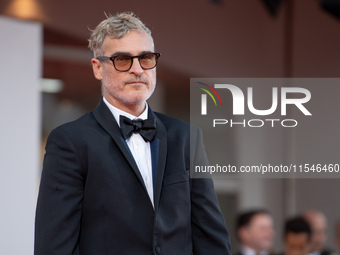 Joaquin Phoenix attends the ''Joker: Folie a Deux'' red carpet during the 81st Venice International Film Festival at Sala Grande in Venice,...