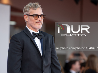 Joaquin Phoenix attends the ''Joker: Folie a Deux'' red carpet during the 81st Venice International Film Festival at Sala Grande in Venice,...