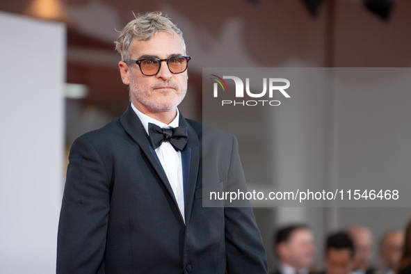 Joaquin Phoenix attends the ''Joker: Folie a Deux'' red carpet during the 81st Venice International Film Festival at Sala Grande in Venice,...