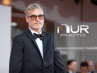 Joaquin Phoenix attends the ''Joker: Folie a Deux'' red carpet during the 81st Venice International Film Festival at Sala Grande in Venice,...