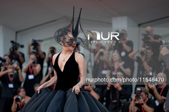 Lady Gaga attends the ''Joker: Folie a Deux'' red carpet during the 81st Venice International Film Festival at Sala Grande in Venice, Italy,...