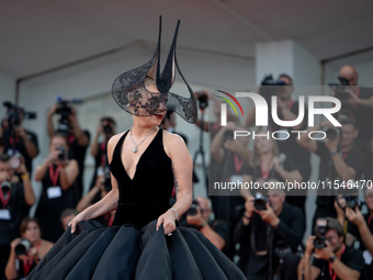 Lady Gaga attends the ''Joker: Folie a Deux'' red carpet during the 81st Venice International Film Festival at Sala Grande in Venice, Italy,...