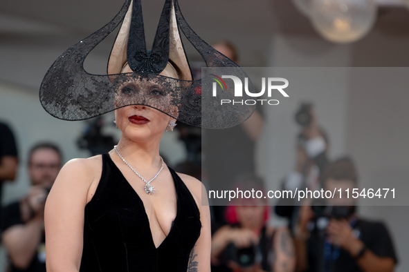 Lady Gaga attends the ''Joker: Folie a Deux'' red carpet during the 81st Venice International Film Festival at Sala Grande in Venice, Italy,...