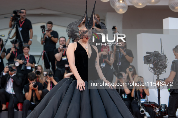 Lady Gaga attends the ''Joker: Folie a Deux'' red carpet during the 81st Venice International Film Festival at Sala Grande in Venice, Italy,...