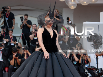 Lady Gaga attends the ''Joker: Folie a Deux'' red carpet during the 81st Venice International Film Festival at Sala Grande in Venice, Italy,...