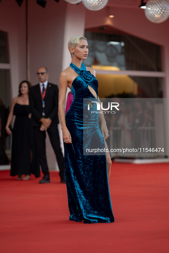 Iris Law attends the ''Joker: Folie a Deux'' red carpet during the 81st Venice International Film Festival at Sala Grande in Venice, Italy,...