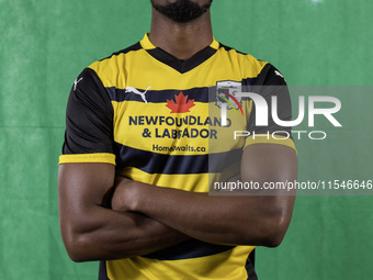 Emile Acquah of Barrow during the Barrow AFC Photocall at Holker Street in Barrow-in-Furness, on September 4, 2024. (