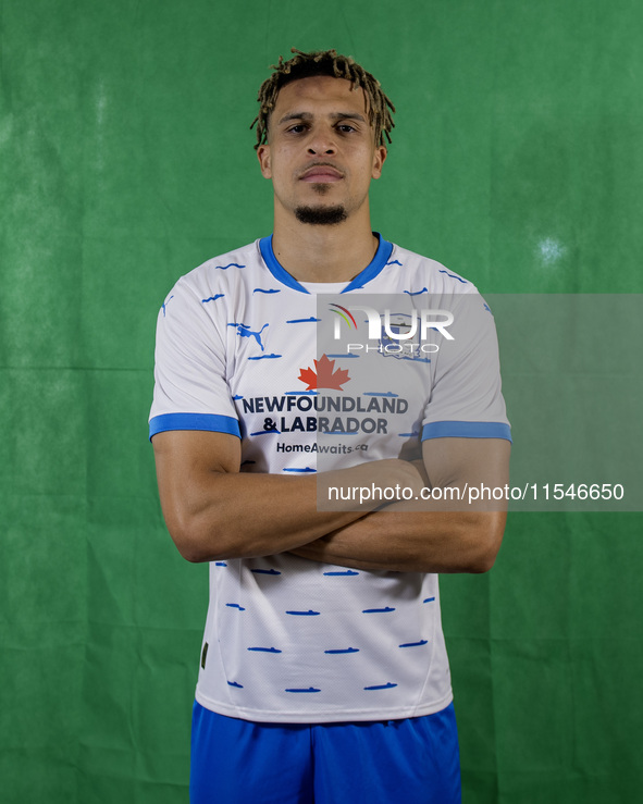 Theo Vassell of Barrow during the Barrow AFC Photocall at Holker Street in Barrow-in-Furness, England, on September 4, 2024. 